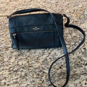 Kate Spade Black Leather Foldover Crossbody Bag
